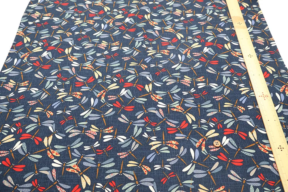 Cotton Sheeting printed Fabric - Japanese-style Dragonflies - nomura tailor