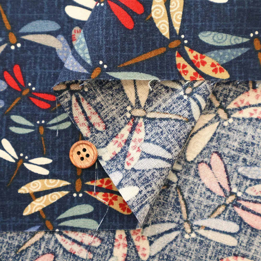 Cotton Sheeting printed Fabric - Japanese-style Dragonflies - nomura tailor