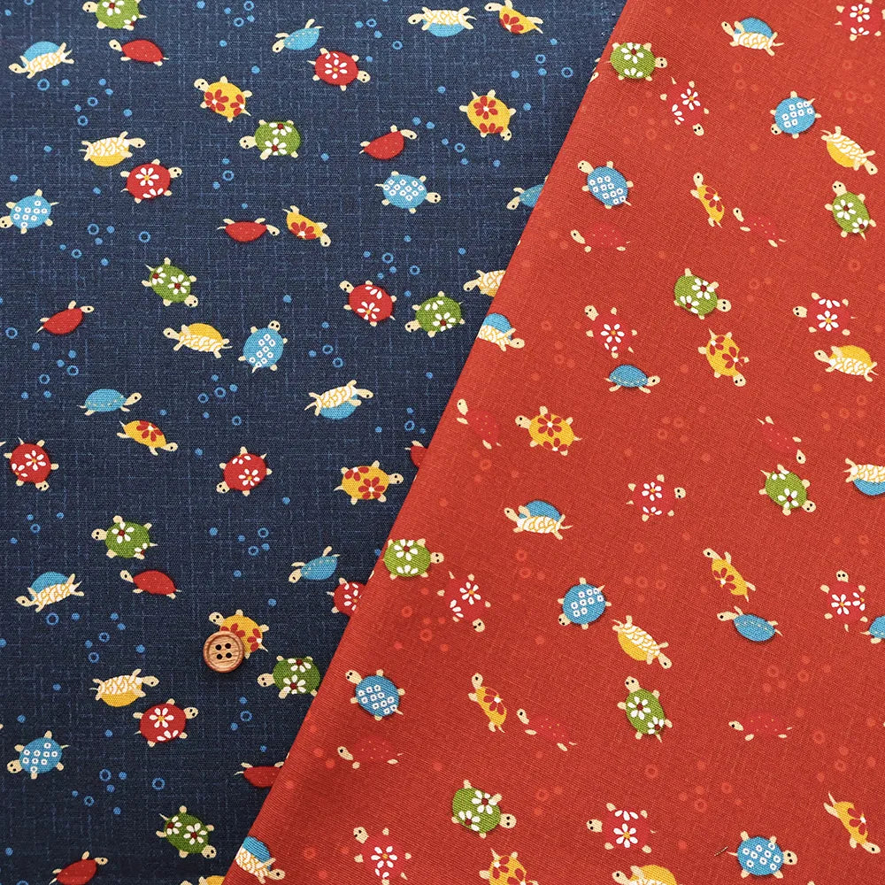 Cotton Sheeting printed Fabric - Japanese-style - Lucky Turtles - nomura tailor