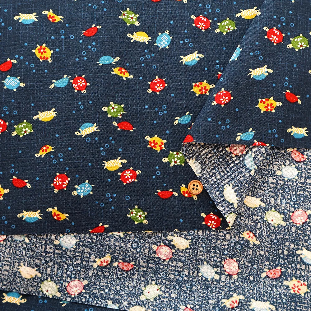 Cotton Sheeting printed Fabric - Japanese-style - Lucky Turtles - nomura tailor