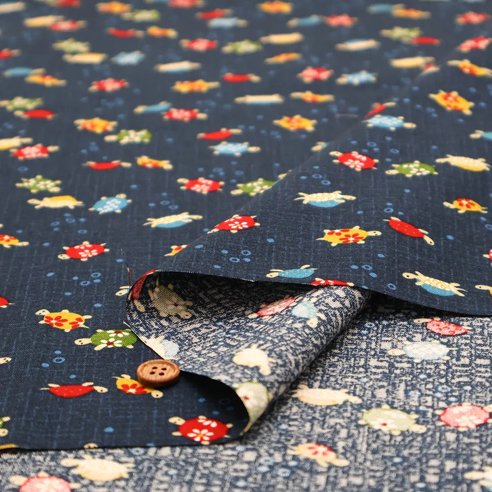 Cotton Sheeting printed Fabric - Japanese-style - Lucky Turtles - nomura tailor
