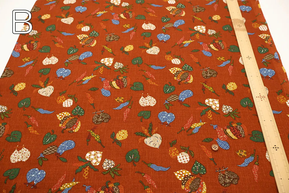 Cotton Sheeting printed Fabric - Japanese-style Vegetables - nomura tailor