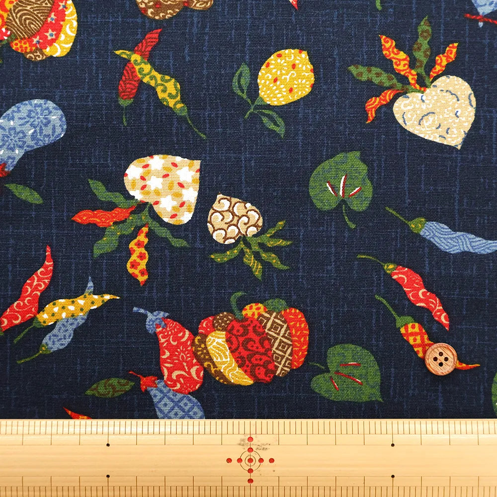 Cotton Sheeting printed Fabric - Japanese-style Vegetables - nomura tailor