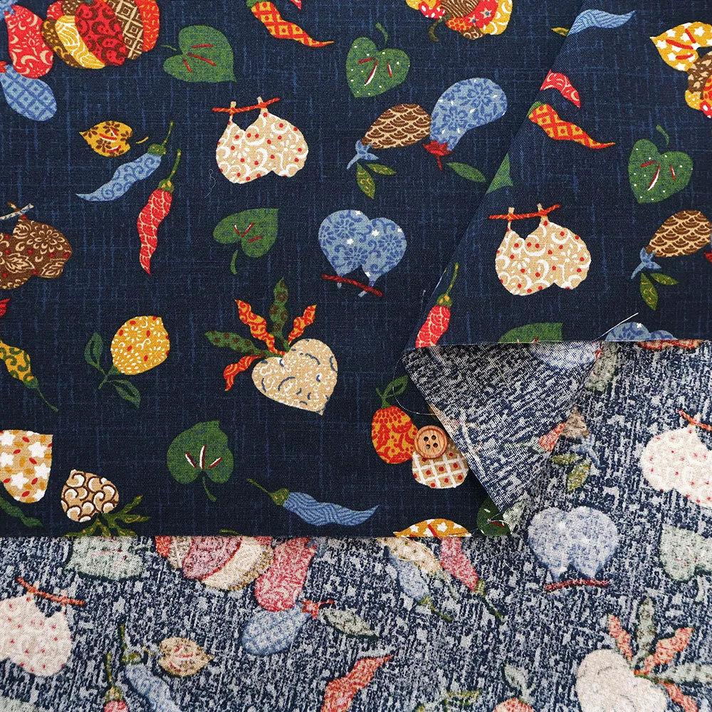 Cotton Sheeting printed Fabric - Japanese-style Vegetables - nomura tailor