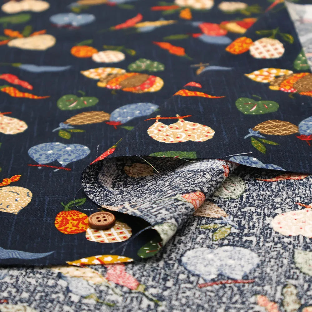 Cotton Sheeting printed Fabric - Japanese-style Vegetables - nomura tailor