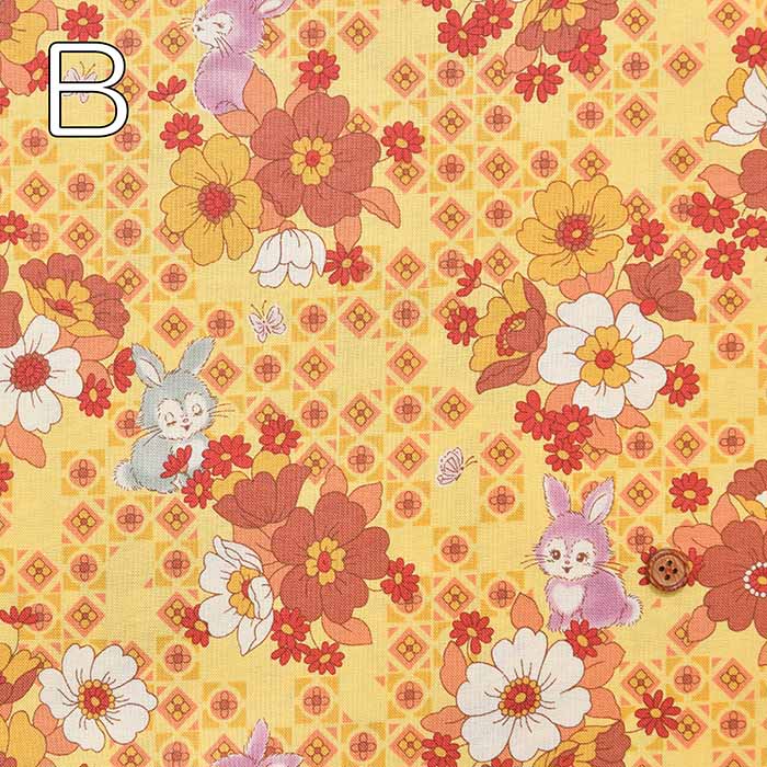 Cotton sheeting printed fabric un/no Retro Rabbit - nomura tailor