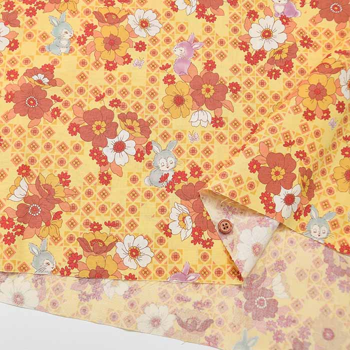 Cotton sheeting printed fabric un/no Retro Rabbit - nomura tailor