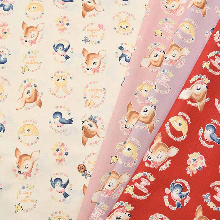 Cotton sheeting printed fabric un/no Retro Bambi - nomura tailor