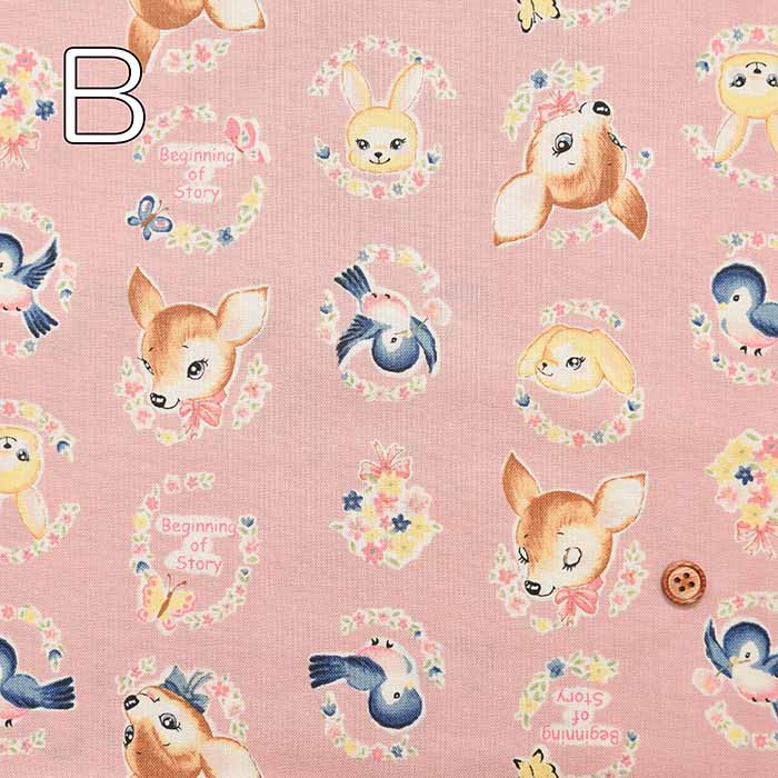 Cotton sheeting printed fabric un/no Retro Bambi - nomura tailor