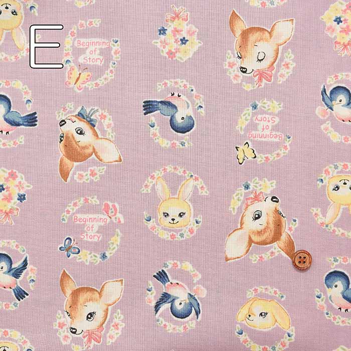 Cotton sheeting printed fabric un/no Retro Bambi - nomura tailor