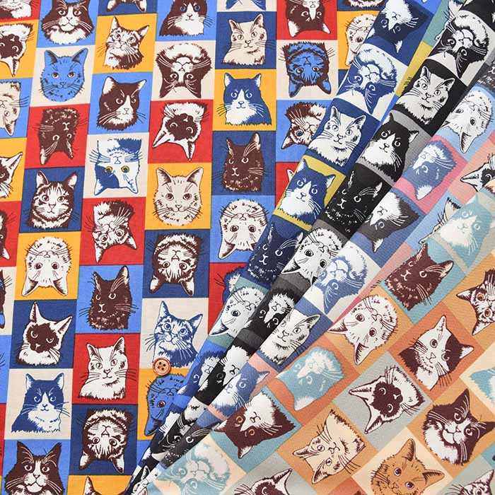 Cotton sheeting print fabric un/no Cat patchwork - nomura tailor