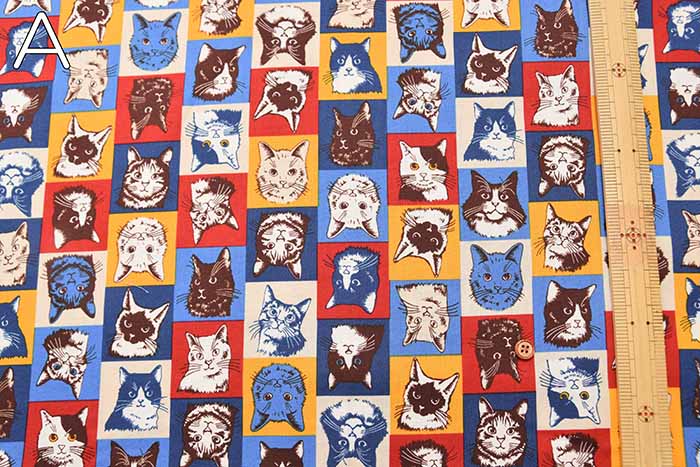 Cotton sheeting print fabric un/no Cat patchwork - nomura tailor