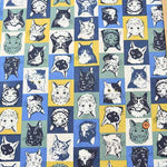 Cotton sheeting print fabric un/no Cat patchwork - nomura tailor