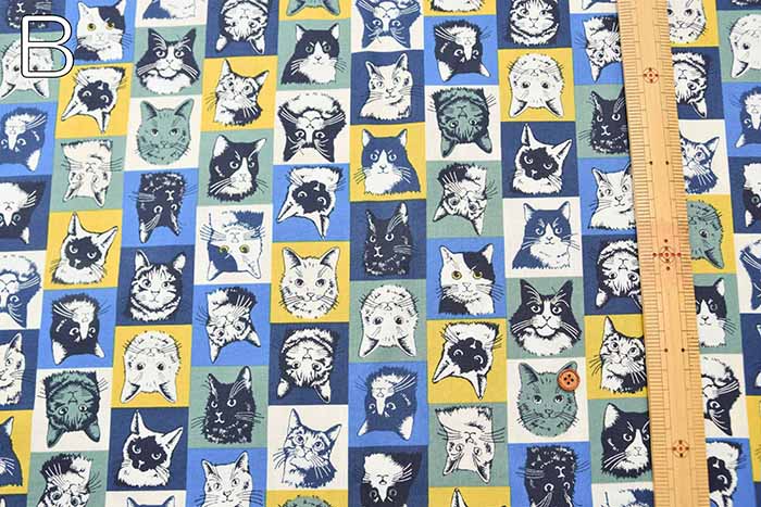 Cotton sheeting print fabric un/no Cat patchwork - nomura tailor