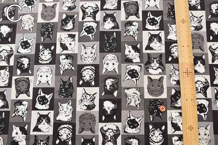 Cotton sheeting print fabric un/no Cat patchwork - nomura tailor