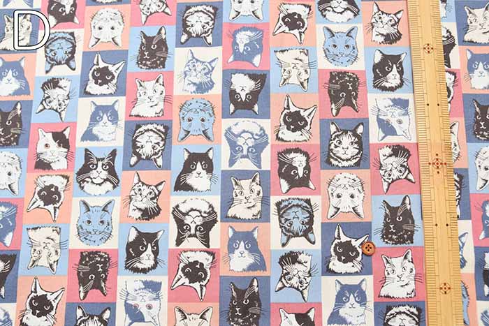 Cotton sheeting print fabric un/no Cat patchwork - nomura tailor