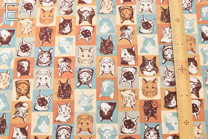 Cotton sheeting print fabric un/no Cat patchwork - nomura tailor