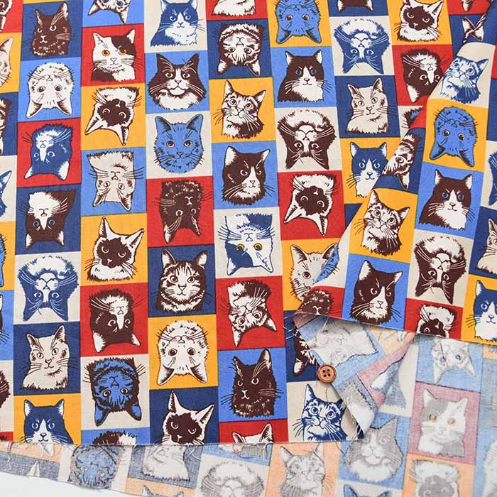 Cotton sheeting print fabric un/no Cat patchwork - nomura tailor