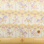 Cotton Sheeting Lame (Glitter) Printed Fabric - un/no Merry-go-round - nomura tailor
