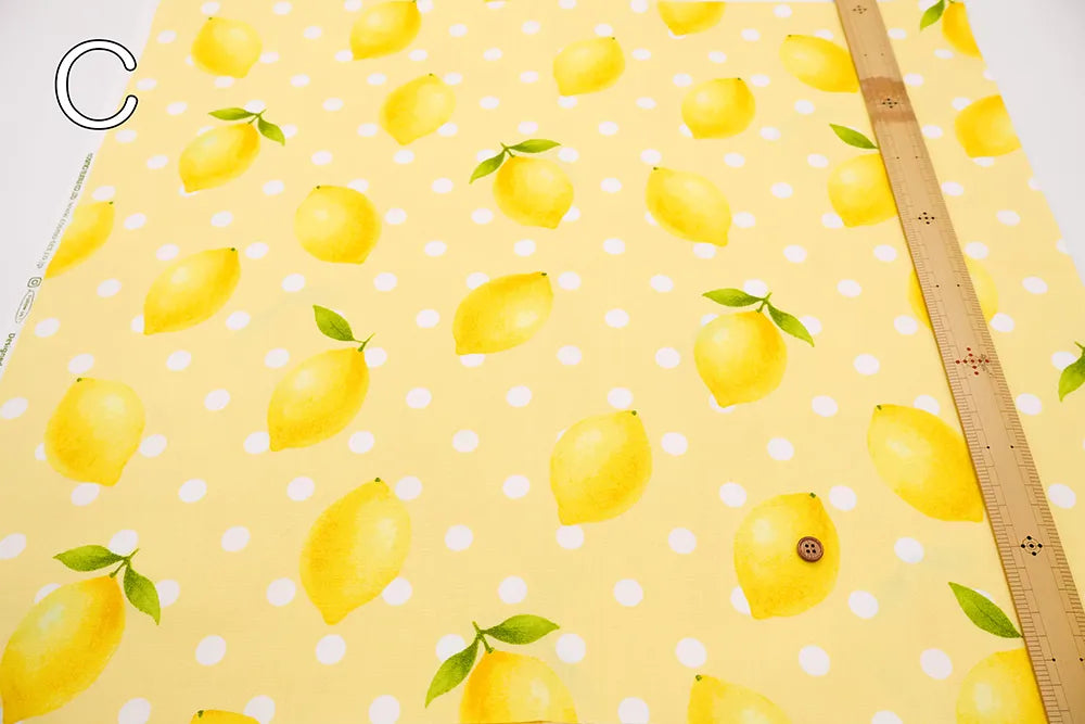 Cotton Oxford Printed Fabric - Lemon - nomura tailor