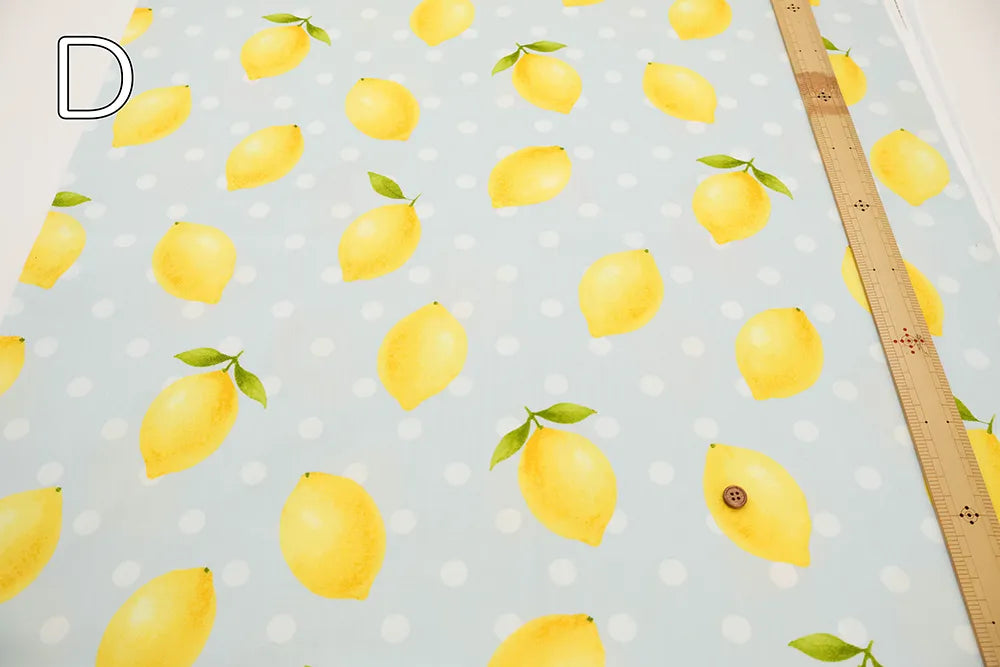 Cotton Oxford Printed Fabric - Lemon - nomura tailor