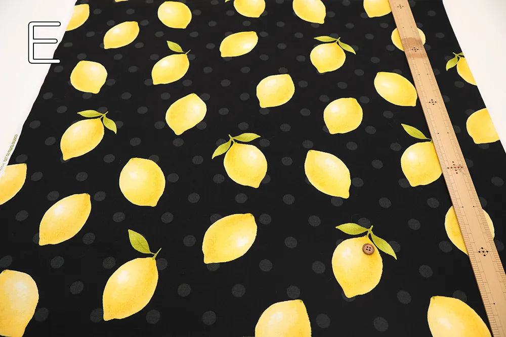 Cotton Oxford Printed Fabric - Lemon - nomura tailor