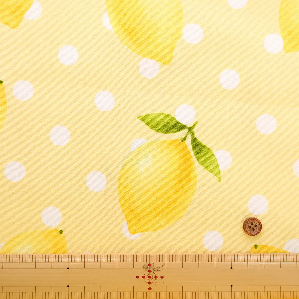 Cotton Oxford Printed Fabric - Lemon - nomura tailor