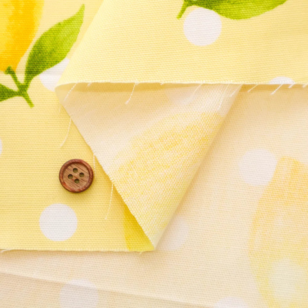 Cotton Oxford Printed Fabric - Lemon - nomura tailor
