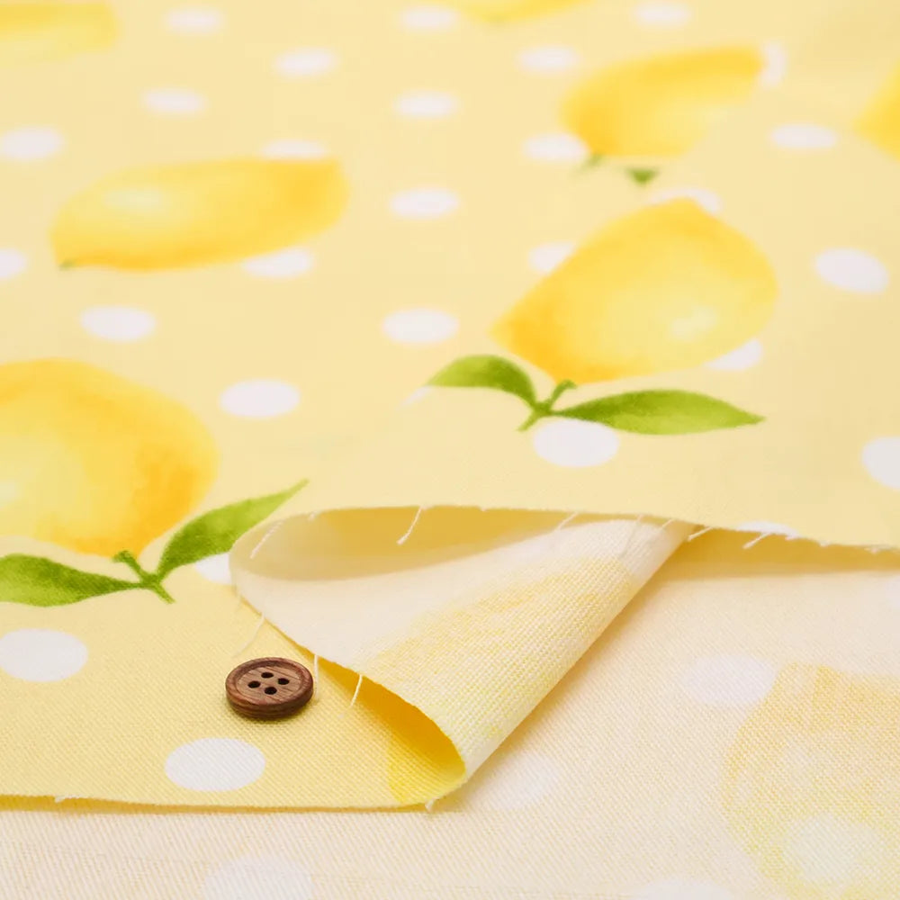 Cotton Oxford Printed Fabric - Lemon - nomura tailor