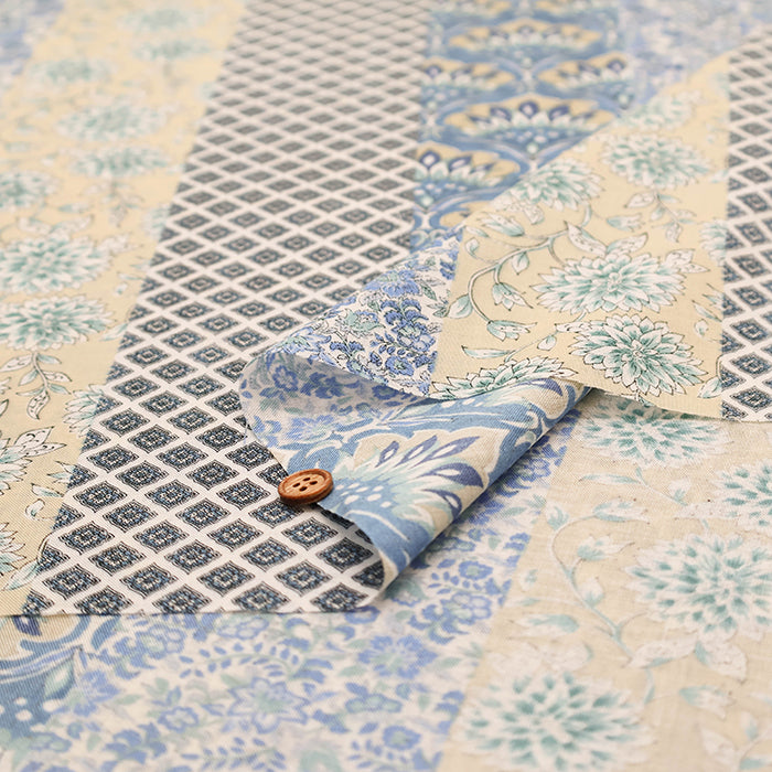 Silky-like Cotton Compass Print Fabric - Ethnic - nomura tailor
