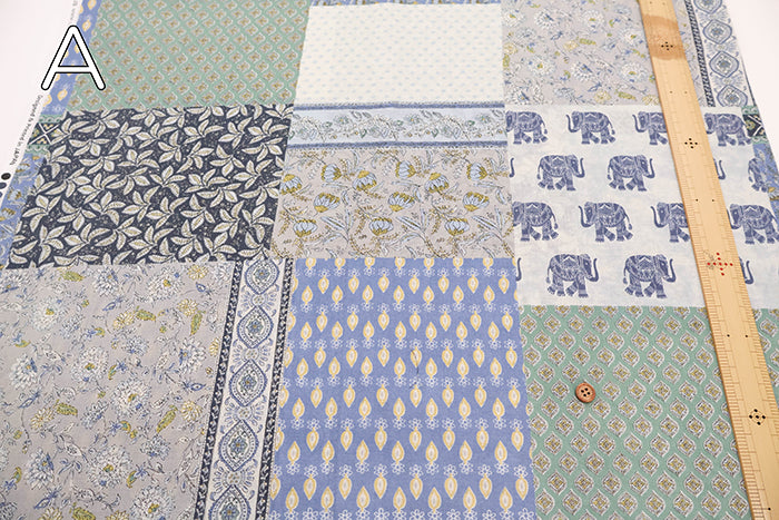 Cire Finish Cotton Compass Printed Fabric - Ethnic Patchwork - nomura tailor