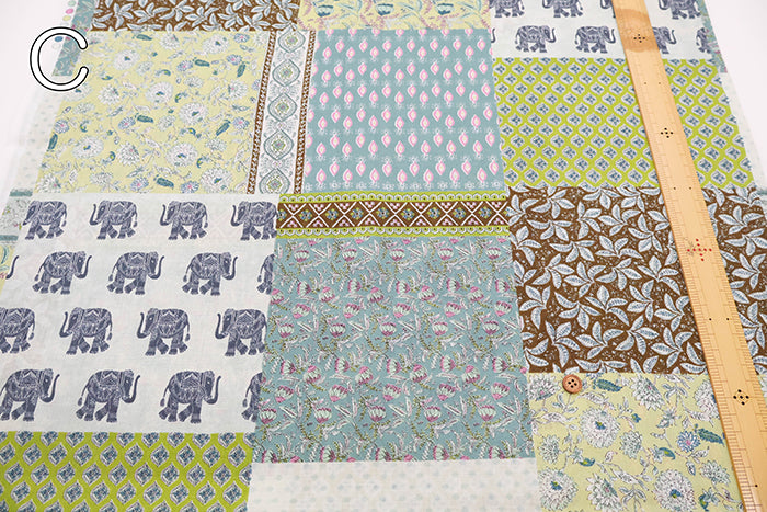 Cire Finish Cotton Compass Printed Fabric - Ethnic Patchwork - nomura tailor