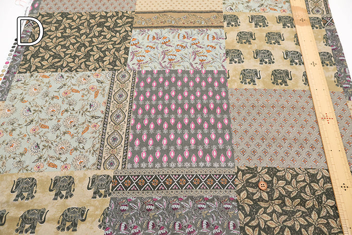 Cire Finish Cotton Compass Printed Fabric - Ethnic Patchwork - nomura tailor