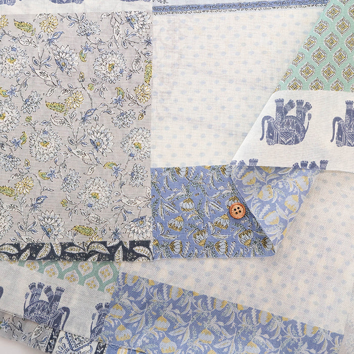 Cire Finish Cotton Compass Printed Fabric - Ethnic Patchwork - nomura tailor