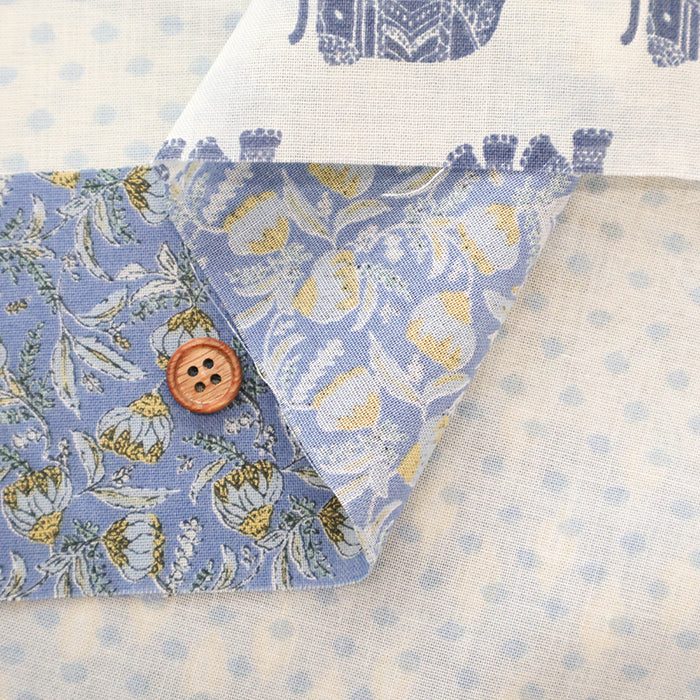 Cire Finish Cotton Compass Printed Fabric - Ethnic Patchwork - nomura tailor