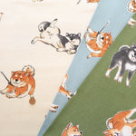 Cotton Oxford Printed Fabric - Shiba Inu - nomura tailor