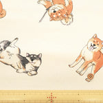 Cotton Oxford Printed Fabric - Shiba Inu - nomura tailor