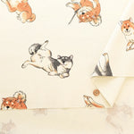 Cotton Oxford Printed Fabric - Shiba Inu - nomura tailor