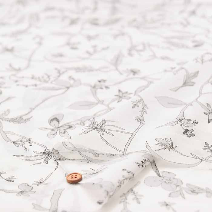 Cotton 100 twin voile printed fabric Flower - nomura tailor