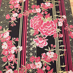 Cotton chitin grame print fabric Flowers and stripes - nomura tailor