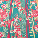 Cotton chitin grame print fabric Flowers and stripes - nomura tailor