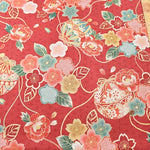 Cotton chinese Grame Printed Fabric Maple Leaves and Balls - nomura tailor