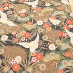 Cotton Sharting Lame (Glitter) Printed Fabric - Crane - nomura tailor