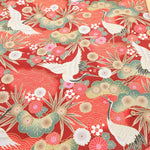 Cotton Sharting Lame (Glitter) Printed Fabric - Crane - nomura tailor