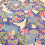 Cotton Sharting Lame (Glitter) Printed Fabric - Crane - nomura tailor