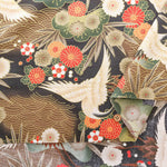 Cotton Sharting Lame (Glitter) Printed Fabric - Crane - nomura tailor
