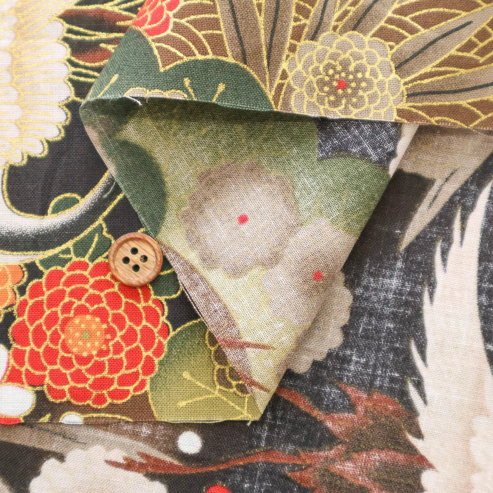 Cotton Sharting Lame (Glitter) Printed Fabric - Crane - nomura tailor