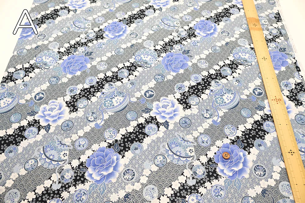 Cotton Sharting Lame (Glitter) Printed Fabric - Hana to Mari - nomura tailor