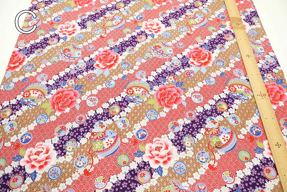 Cotton Sharting Lame (Glitter) Printed Fabric - Hana to Mari - nomura tailor