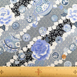 Cotton Sharting Lame (Glitter) Printed Fabric - Hana to Mari - nomura tailor